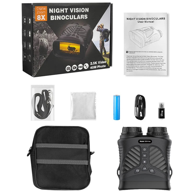 Hot Sell Night Vision Binocular Device 2.5K HD Infrared Digital Hunting Camping Telescope 8X Zoom Outdoor Night Vision Goggles