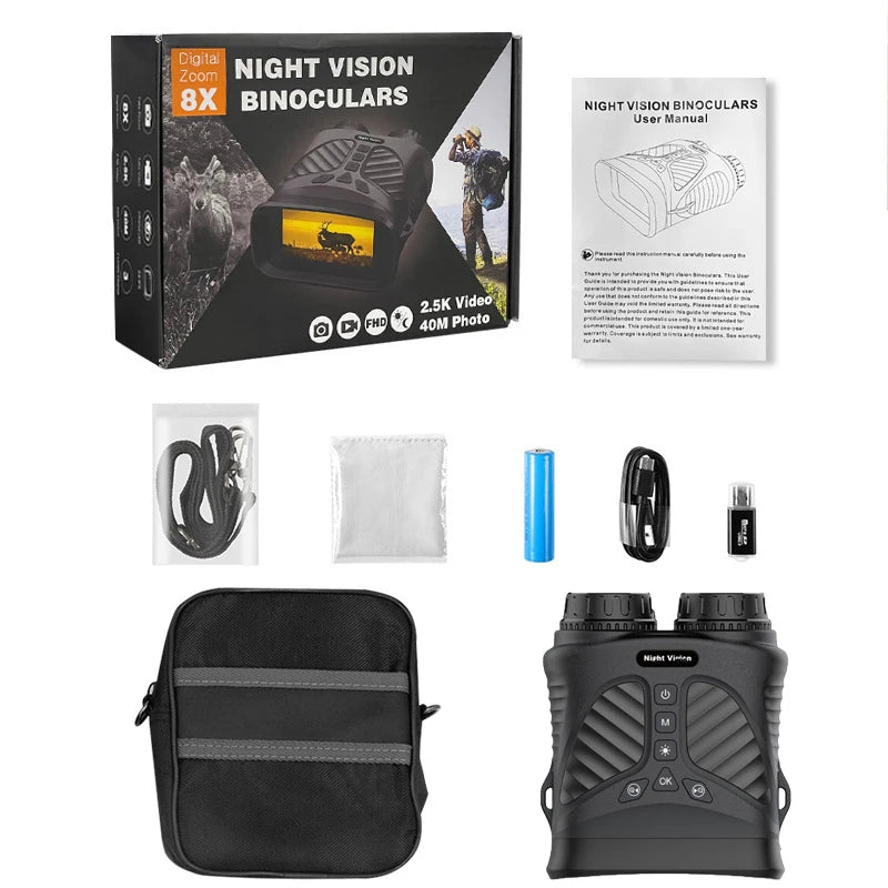 Hot Sell Night Vision Binocular Device 2.5K HD Infrared Digital Hunting Camping Telescope 8X Zoom Outdoor Night Vision Goggles
