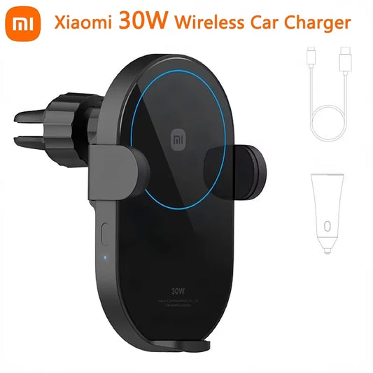 Original  30W Max Wireless Car Charger Auto Fast Quick Charging Support Power-Off and Inductive Expansion Phone Holder