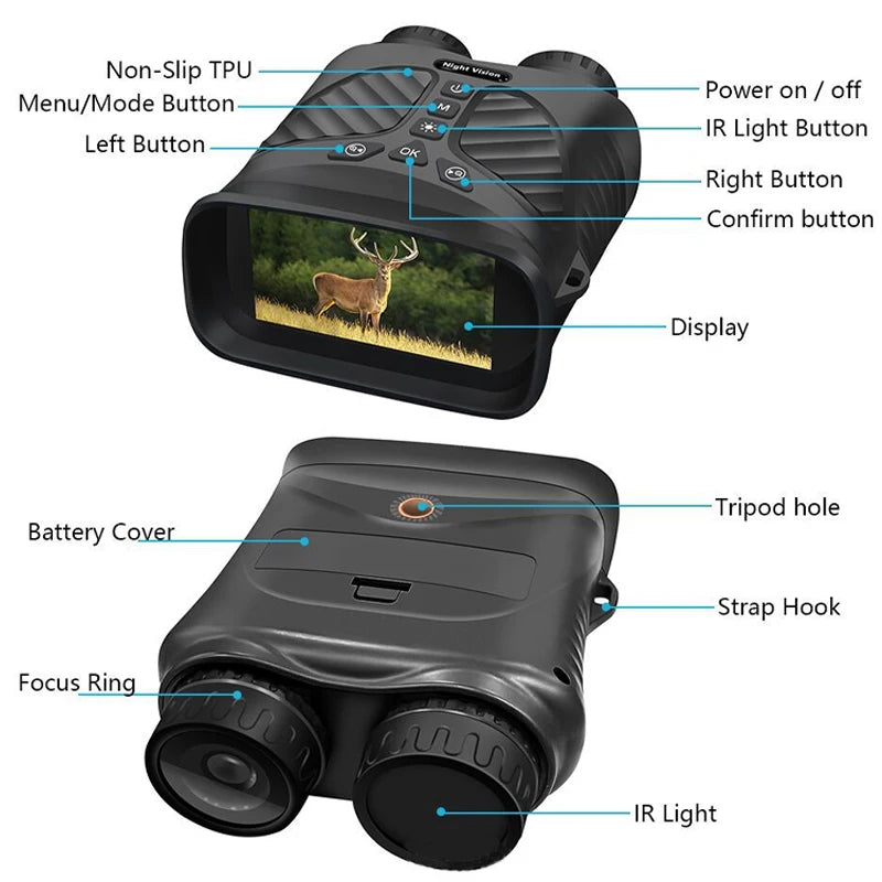 Hot Sell Night Vision Binocular Device 2.5K HD Infrared Digital Hunting Camping Telescope 8X Zoom Outdoor Night Vision Goggles